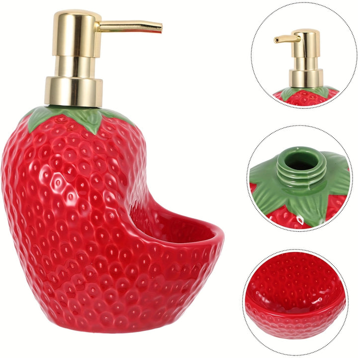 Botella de Cerámica con Forma de Fresa para Jabón Líquido, Dispensador Recargable de Champú y Acondicionador