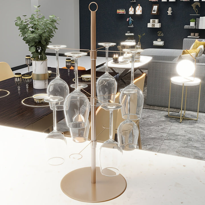 1pc Elegante Estante de Metal para Copas, Acabado en Esmalte, Estante Colgante para Copas de Champán y Vino, Organizador de Almacenamiento de Vajilla para Decoración del Hogar, Bodas, Exhibición de Banquetes, Artesanía de Hierro, Pata Alta