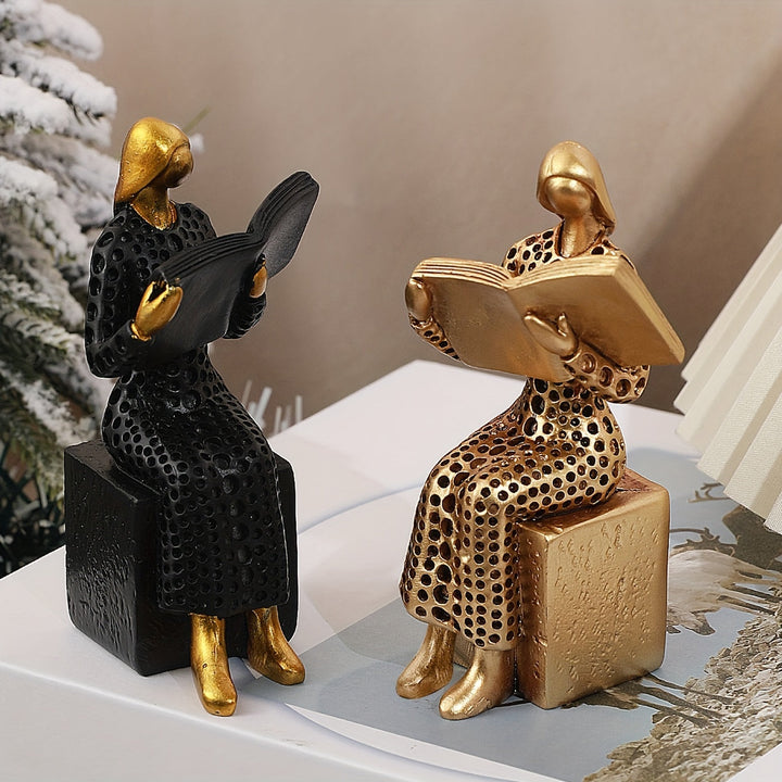 Figura femenina elegante de resina para lectura - Decoración perfecta para escritorio de oficina y bar, regalo ideal para esposa o pareja, decoración femenina