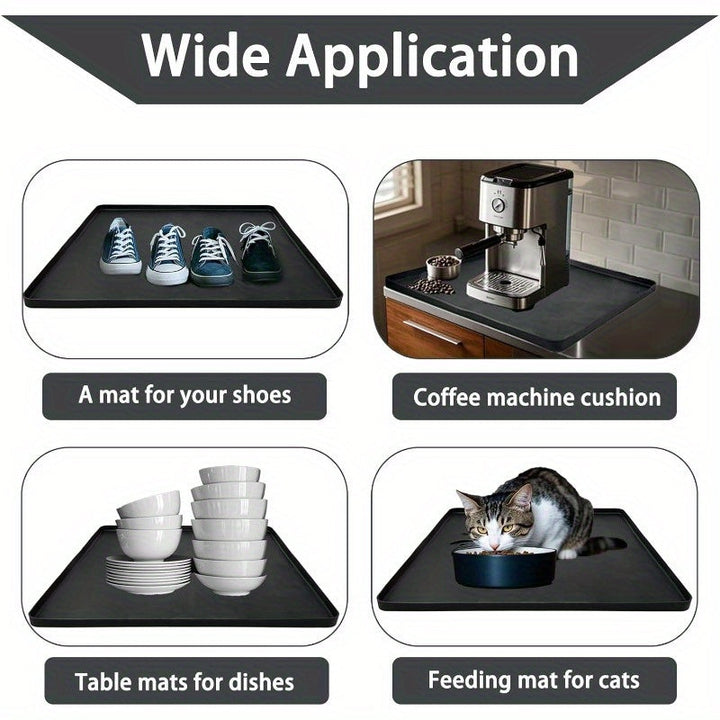 Almohadilla de lavadora de plástico de silicona con 4 bases elevadas para limpiar debajo, protector de suelo antideslizante, bandeja de refrigerador antiofusión, almohadilla de secadora multifuncional duradera, lavadora de vino para mini refrigerador, ma