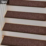 Pedales de escalera de madera para interiores, 5pcs/10pcs de conjunto de alfombras de escalera autoadhesivas antideslizantes, 30x8x1.8 pulgadas (76x20x4.5cm), fáciles de desmontar, antideslizantes y suaves, con adhesivo reutilizable, adecuado para person