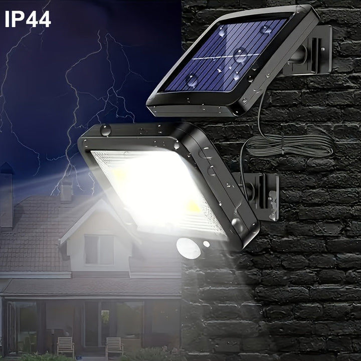 1pc Lámpara de Pared Solar Exterior COB Negra con Función de Detección Corporal, Material Plástico IP44, 3 Modos, Se Enciende Automáticamente en la Oscuridad, Ideal para Patio, Pared Externa, Garaje, Pasillo, etc., Sin Control Remoto
