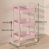 Carrito de almacenamiento metálico giratorio de 3 niveles, rosa/blanco/rojo, organizador móvil duradero con ruedas para cocina, baño y dormitorio, estante compacto que ahorra espacio para alimentos, snacks y artículos de hogar, gancho de utilidad.