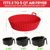 Pack de 2 Forros Rojos para Freidora de Aire - Papel de Horno Reutilizable, Resistente al Calor hasta 446°F, Antiadherentes con Asas para Fácil Limpieza, Libre de BPA, Compatible con Freidoras de 3-5QT, Piezas de Repuesto para Cocina, Asas Easyinsert