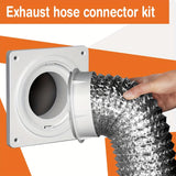 Tuerca de tubo recto de plástico de 4 pulgadas con placa montada en la pared y anillo de sellado, 4 pulgadas de tuerca, 4 pulgadas de manguera de doble capa de aluminio de 2,5 metros - Material PVC, no requiere batería, aislamiento de manguera | Aparienc