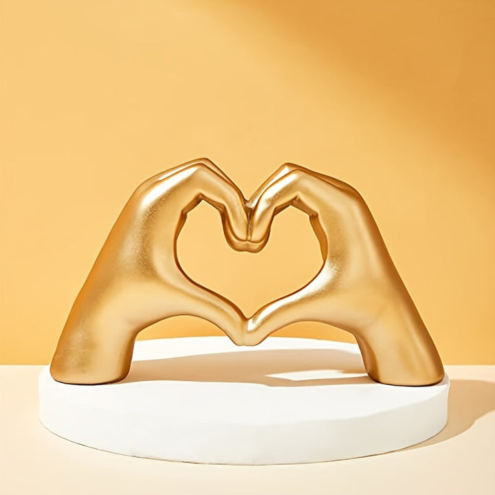 [Corazón de Resina Escultura de Dedo] Escultura de Dedo en Forma de Corazón de Resina - Estatua de Gesto de Amor Encantador para Decoración del Hogar y Oficina - Perfecto para Estantes, Mesas de Café y Libreros