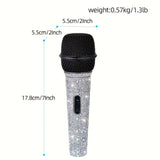 Micrófono de mano dinámico Heikuding con efecto diamante y cable XLR de 5,0 metros - Micrófono de clip de alta sensibilidad para cantar, grabar voz, actuaciones en vivo - Blanco, micrófono de canto, equipo de audio profesional, diseño metálico elegante,