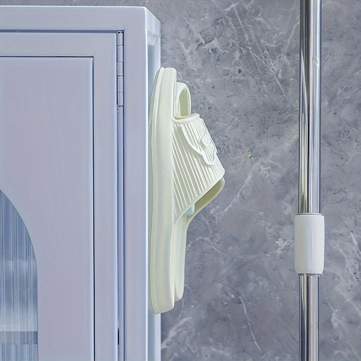 Estante plegable de plástico para zapatos, soporte de zapatillas montado en la pared sin necesidad de taladrar para el baño, organizador de almacenamiento colgante que ahorra espacio