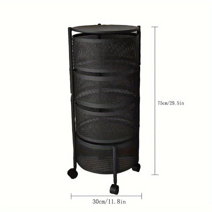 Carrito organizador de almacenamiento móvil giratorio de 3 niveles, carro de servicio de metal de malla con ruedas, estante independiente multiusos para cocina, baño, frutas, verduras, bocadillos - No requiere ensamblaje
