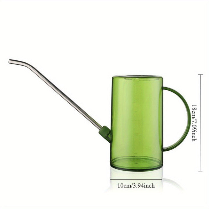 Cano de riego de acero inoxidable de gran capacidad con boquilla larga y escala de medición - Resina PP duradera, mango ergonómico para regar de manera eficiente plantas, jardín, patio, cano de riego al aire libre, herramienta de jardín, recipiente trans