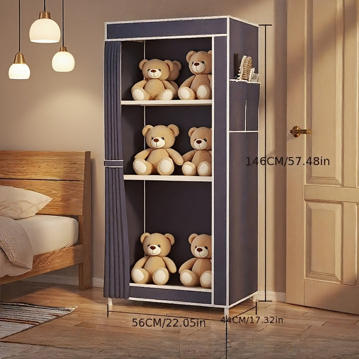 1 caja de almacenamiento portátil para armario - Montaje rápido, estructura de acero resistente y tela no tejida duradera, organizador plegable de varias capas con puerta transparente para espacios pequeños, dormitorios, apartamentos - Solución de almace