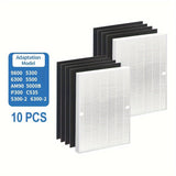 Conjunto De 10 Filtros De Repuesto De Tamaño A, Compatibles Con El Purificador De Aire Winix PlasmaWave 5300, 6300, C535, 5300-2, 6300-2, P300, AM90, 9000, 5000, 5000B, C909, 9800. Incluye 2 Filtros True Hepa Y 8 Prefiltros De Carbón.