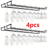 4-Pack de estantes de vino de hierro, acabado barnizado, estante colgante multipropósito para cocina, bar en casa y almacenamiento de gabinete de vino