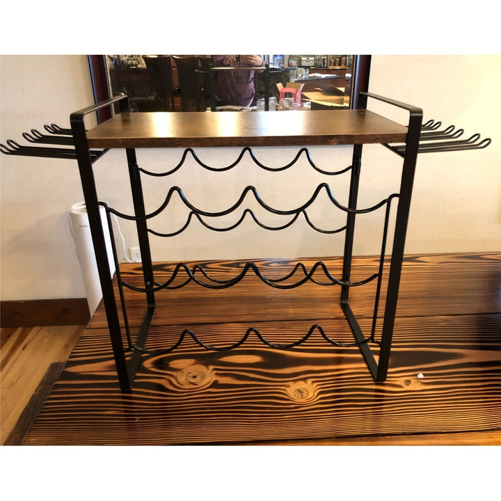 Estilo europeo de hierro forjado para vino tinto en el hogar, decoración de encimera de barra, montaje desmontable, estante de almacenamiento de vidrio y vino rojo (regalo de Navidad)