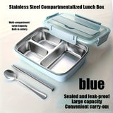 Organización deliciosa: Caja de almuerzo con compartimentos de acero inoxidable - Gran capacidad, a prueba de fugas, elegante caja de bento con utensilios integrados para un fácil transporte - Ideal para el trabajo, la escuela y la preparación de comidas.