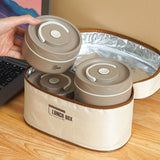 Juego de 6 piezas de lonchera aislada de acero inoxidable 304L con bolsa de almacenamiento y cubiertos, lonchera portátil de doble capa sellable para oficina o escuela, regreso al cole