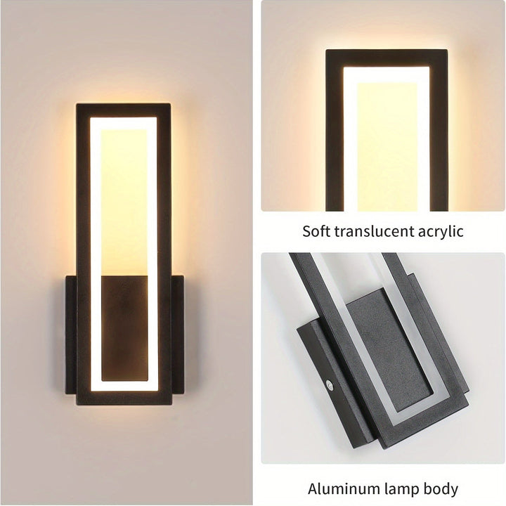 Luz de Pared LED Moderna - Blanco Cálido 3000K, Lámpara Interior de Acrílico Negro para Dormitorio, Sala de Estar, Pasillo y Escaleras