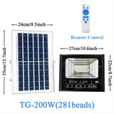 1pc Faro de inundación solar con control remoto, iluminación LED exterior regulable, ABS y vidrio, montaje semi empotrado, acabado pulido, impermeable, sensor de infrarrojos, alimentado por energía solar con batería de litio, panel fotovoltaico no extraí