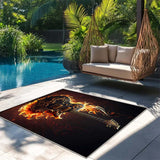 Alfombra de Camping Exterior Estampada Velvet 853g/m² - Lujosa, Antideslizante en Crema Francesa para Espacios de Ocio y Lujo | Diseño Geométrico Moderno Abstracto, Gruesa y Lavable a Máquina | Ideal para Decoración de Jardín y Acampadas