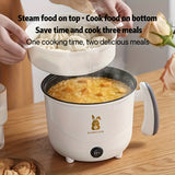 Olla de doble capa no adherente de American Standard, fabricante de fideos instantáneos, cocinero eléctrico, sartén multifuncional y olla exprés, vaporizador, olla exprés eléctrica para dormitorio, olla pequeña de fuego conveniente.