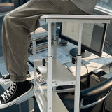 Escritorio de Computadora de Doble Capa con Altura Ajustable y Ruedas Bloqueables, Marco de Acero y Tablero de Madera Dura - Estantes Multinivel para Oficina en Casa, Estudio de Arte, Espacios Pequeños, Almacenamiento para Escritorio