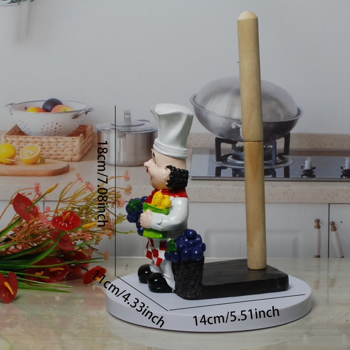 Soporte De Papel De Cocina Con Estatua De Chef Alegre, Decoración De Cocina, Material De Resina, No Se Requiere Electricidad