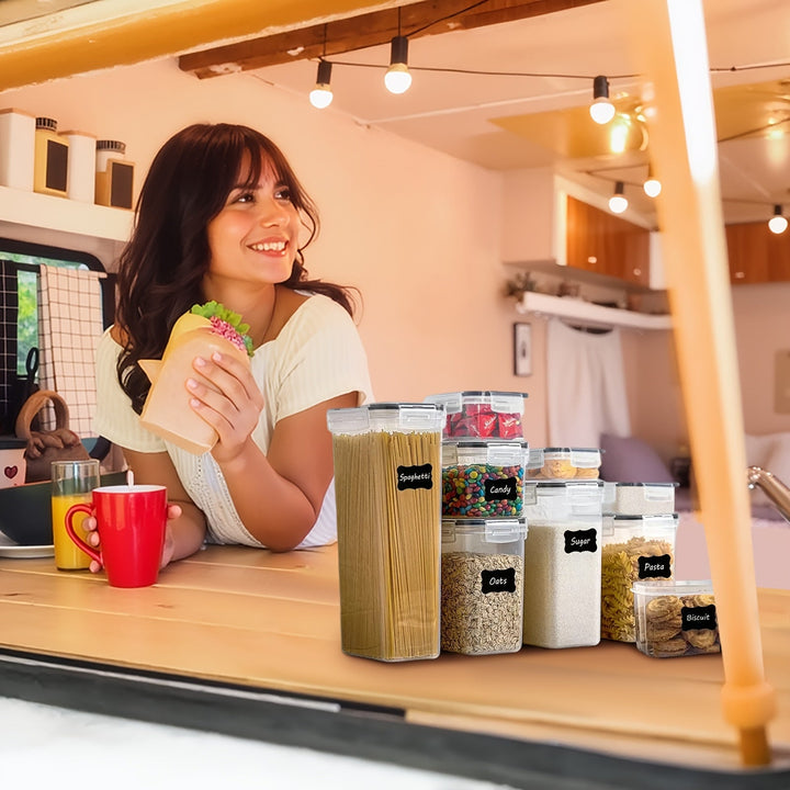 Juego de 5/9 recipientes herméticos para almacenar alimentos, sin BPA, organizadores de cocina y despensa para cereal, comida seca, harina y azúcar, ideal para el hogar