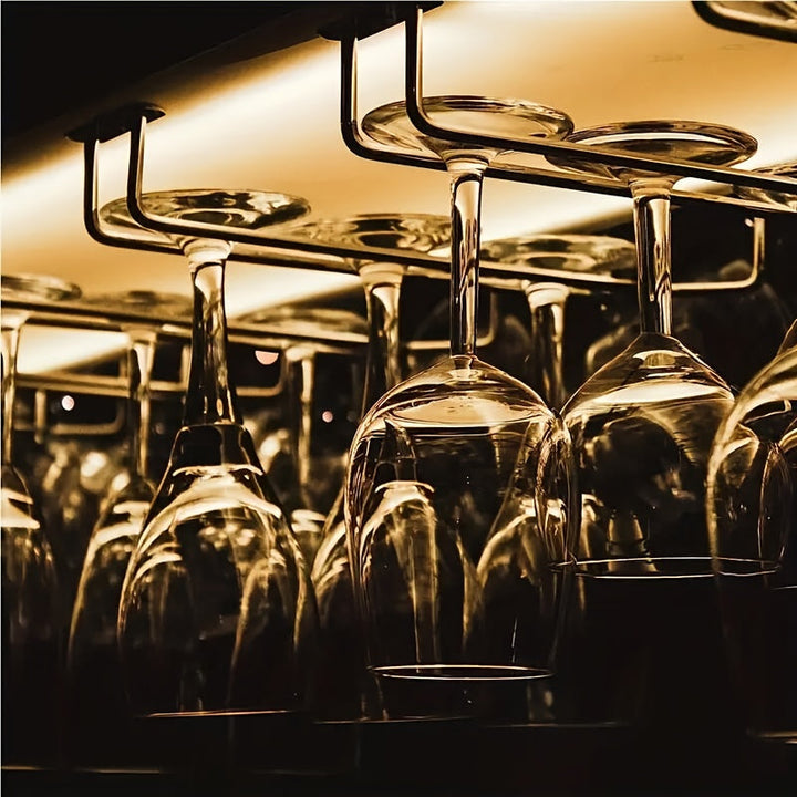 2/4 piezas de soporte de vaso de vino de hierro - Soporte de vaso de vino de gabinete ahorrador de espacio para cocina y bar, 15,74" x 5,11" x 2,16", estante colgante multifuncional, soporte de vaso de vino