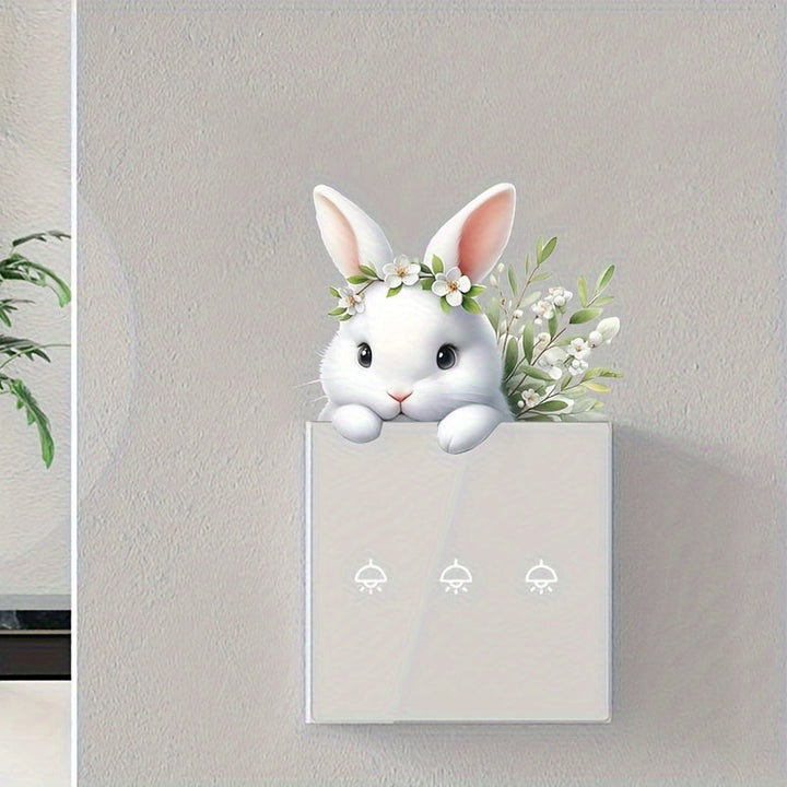 1 calcomanía, pegatinas de botón de conejo de Pascua para tapa de inodoro, decoración divertida para el hogar, muy fácil de pegar