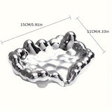 1pc Elegante Jabonera con Acabado Dorado en Forma de Nube - Lujosa, Sin Taladro, Plástico ABS Electroplateado, Diseño Oval Minimalista para Baños Elegantes