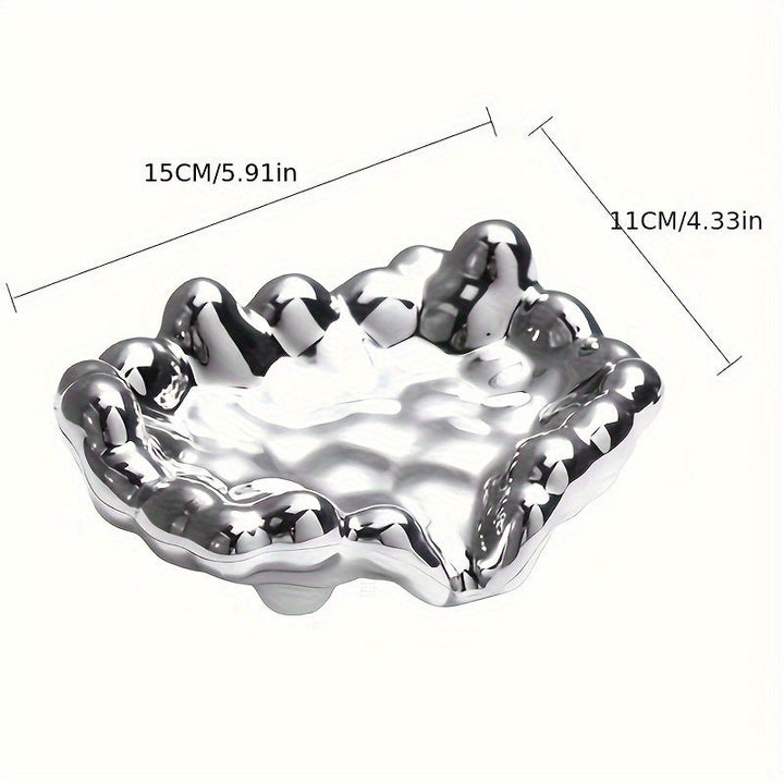 1pc Elegante Jabonera con Acabado Dorado en Forma de Nube - Lujosa, Sin Taladro, Plástico ABS Electroplateado, Diseño Oval Minimalista para Baños Elegantes