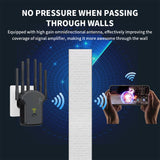 Amplificador de Señal WiFi Momoor, Potencia de Penetración Fuerte, Puede Conectar hasta 35 Dispositivos, 4 Antenas de Alta Ganancia, Cobertura de 9.14 metros, Puerto Ethernet, Configuración con Un Solo Clic, Adecuado para Hogar, Oficina, Café