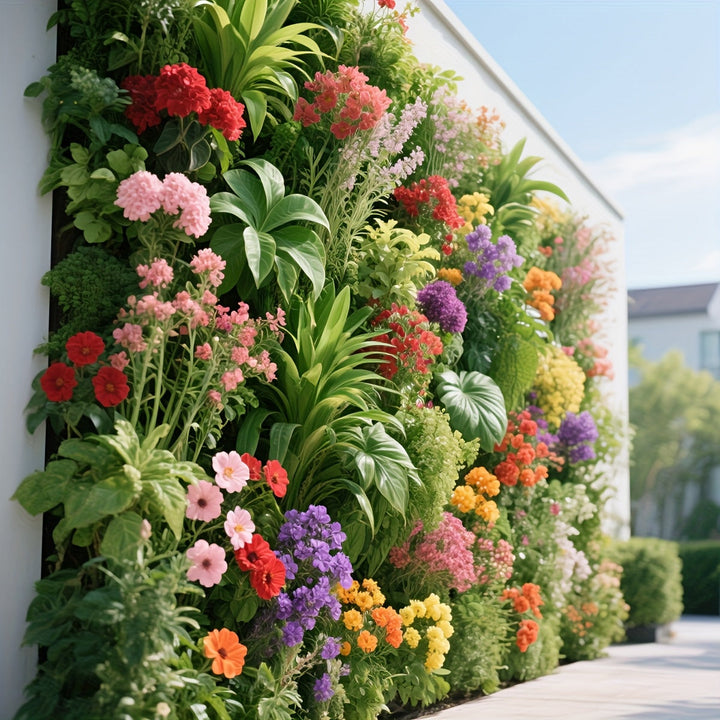 Paneles de Pared Verde Artificial, Decoración para el Hogar con Plantas Artificiales, Juego de Combinación de Plantas Falsas al Aire Libre - Diseño Tropical Ideal para Fondos Fotográficos y Banderines de Fiesta, Estilo Valla de Madera Interior/Exterior -