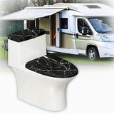 1 Juego De 2 Piezas, Tapas De Inodoro Con Diseño De Mármol De Color Negro, Decoración Elástica Para Baño, Se Adapta A La Mayoría De Los Tanques Y Tapas De Inodoro Redondos Y Alargados, Ideal Para Uso Para El Hogar Y En Autocaravanas