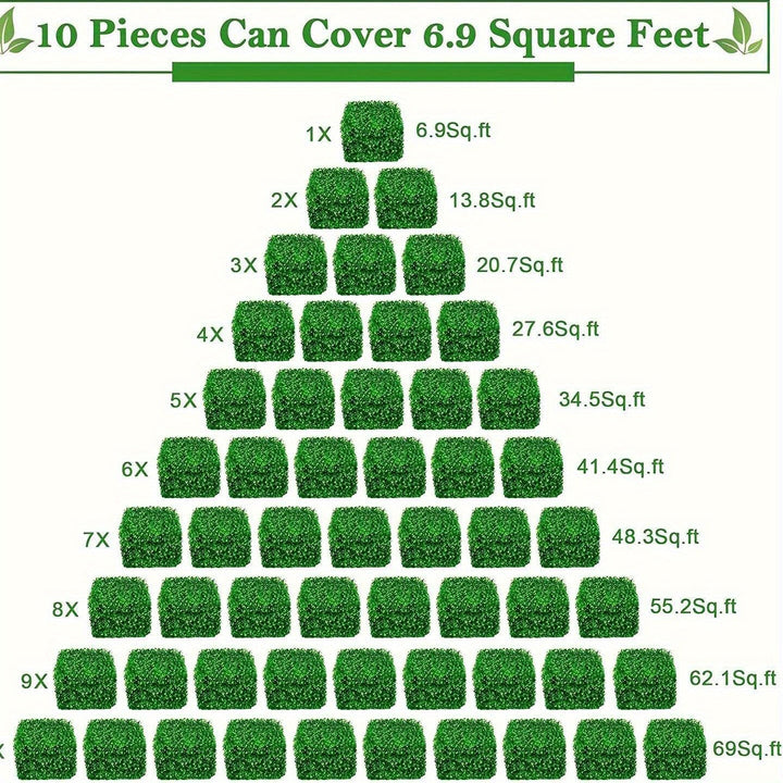 Pared de Hierba Artificial, 25cm x 25cm (10 o 20 piezas de Paneles de Pared Verde Artificial, Protección UV Paneles de Buxo Verde, Decoración de Pared de Plantas para Interiores y Exteriores y Cubierta de Valla para Privacidad