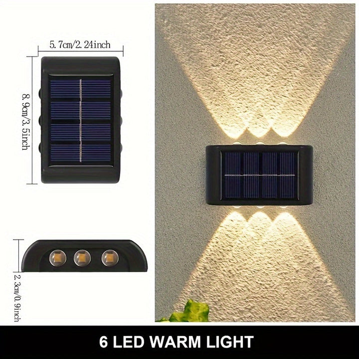 Pack de 3/4/6 Lámpara Solar LED para Pared Exterior, Luz Hacia Arriba y Abajo, Iluminación Solar IP44, Ideal para Cercas de Jardín