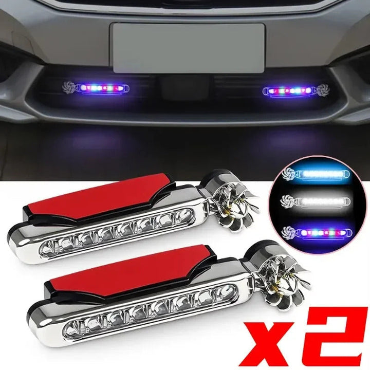 2 paquetes de luces auxiliares LED para coche, luces de motocicleta, luces de ventilador rotativo creativo, sin batería.