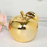 Figurita de manzana de cerámica dorada elegante - Decoración moderna para el hogar y la oficina, ideal para el salón o el armario de vinos, uso interior/exterior, no necesita electricidad, decoración de manzana