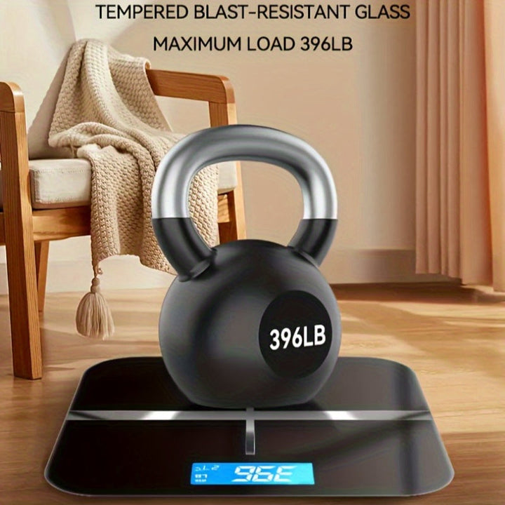 Báscula de Peso Corporal Digital de 1 Pieza con Pantalla LCD, Funciona con Baterías AAA, Superficie Grande y Engrosada para Pesaje Preciso, Diseño en Plástico Negro - Baterías No Incluidas