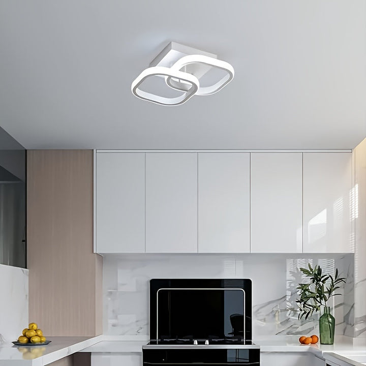1 Luz de techo LED moderna con patrón geométrico - Iluminación de techo semi-revestida ajustable, adecuada para oficina, café, cocina, pasillo, balcón, escaleras y dormitorio, diseño cerca del techo, acabado metálico, cableado, 110V-240V, iluminación amb