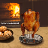 1pc Rejilla para Pollo Asado de Acero Inoxidable con Bandeja de Goteo - Acabado Pulido, Material Duradero para Horno, Parrilla, Camping - Ideal para Pollo Jugoso y Crujiente
