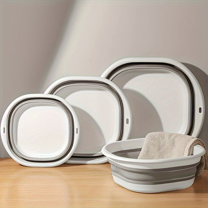 Baño Portátil Plegable para Manos y Pies - Tubería Cuadrada de Plástico Colapsable para Viajes, Hogar y Lavandería - Sin Olores, Ligero, Duradero, Almacenamiento Compacto, Paredes Resistentes