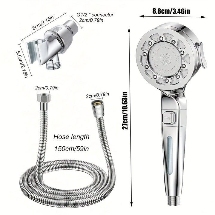 Juego de 3 cabezales de ducha de alta presión, ducha de lluvia manual con soporte americano y manguera flexible, 25 estilos, sin necesidad de electricidad, combo para baño con agua caliente