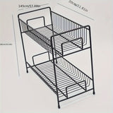Estante de Almacenamiento de Metal Negro de 2 Niveles - Librero Versátil para Oficina y Estudio, No Requiere Montaje