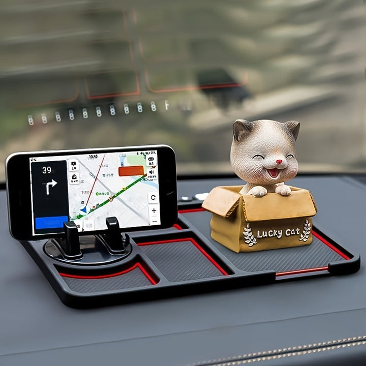 Soporte para Teléfono de Tablero del Coche con Placa de Matrícula Temporal y Aromaterapia, Base Antivibración Universal, Alfombrilla Antideslizante Compatible con 4 en 1