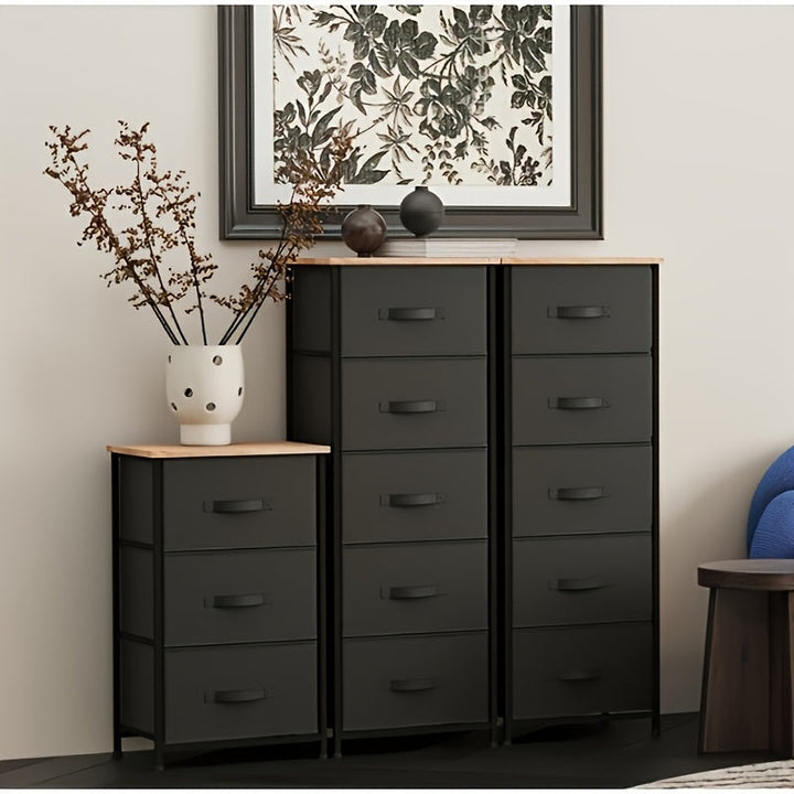 3-5 cajones de armario, caja de almacenamiento con estantes para ropa, estructura metálica y tablero de madera, almohadillas antideslizantes reforzadas, ideal para salón y pasillo