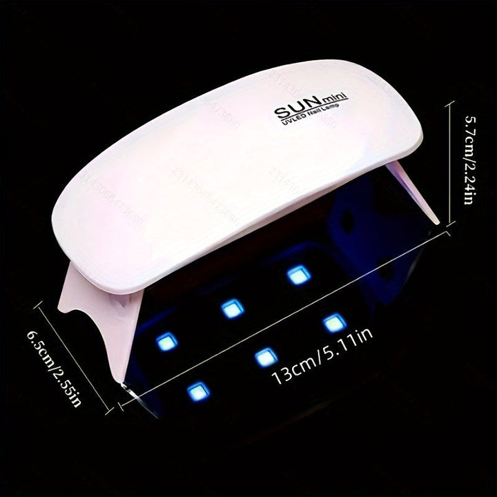 50 Piezas de Lámpara Portátil Mini para Uñas con 6 Bombillas LED - Secador de Gel Plegable USB, Secado Rápido en 60s para Manos y Pies, Diseño Rosa y Blanco para Salón y Hogar