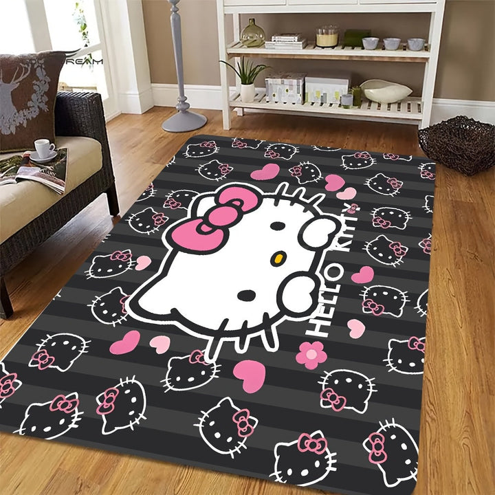 Alfombra suave y gruesa de Hello Kitty, antideslizante, para baño, sala, dormitorio o lavandería, lavable a máquina, de felpa y esponja para el hogar