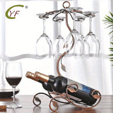 1pc Estante de Vino al Estilo Francés Vintage con Soporte para Copas - Elegante Exhibidor de Hierro para Encimera de Cocina y Comedor