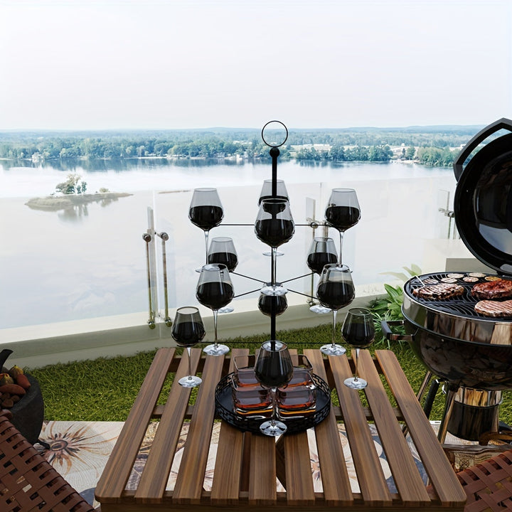 Soporte de hierro colgado para vajilla con bandeja para cocina, bar y restaurante - Acabado barnizado, clasificado para vajilla, estantería colgante de decoración para el hogar para fiestas y banquetes, 1 juego